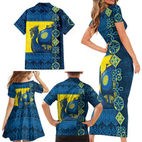 Kievan Rus Family Matching Short Sleeve Bodycon Dress and Hawaiian Shirt Slavic Dragon Ship - Wonder Print Shop