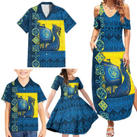 Kievan Rus Family Matching Summer Maxi Dress and Hawaiian Shirt Slavic Dragon Ship - Wonder Print Shop