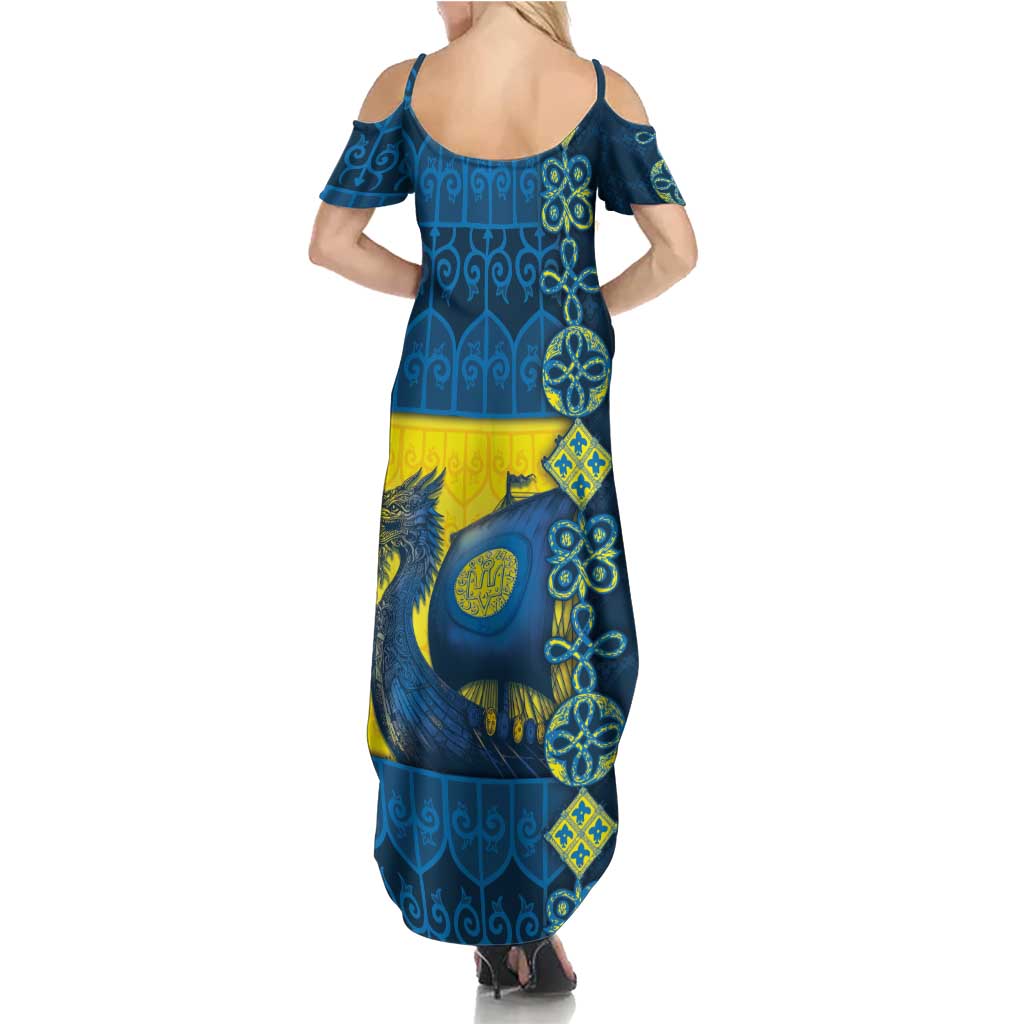Kievan Rus Family Matching Summer Maxi Dress and Hawaiian Shirt Slavic Dragon Ship - Wonder Print Shop