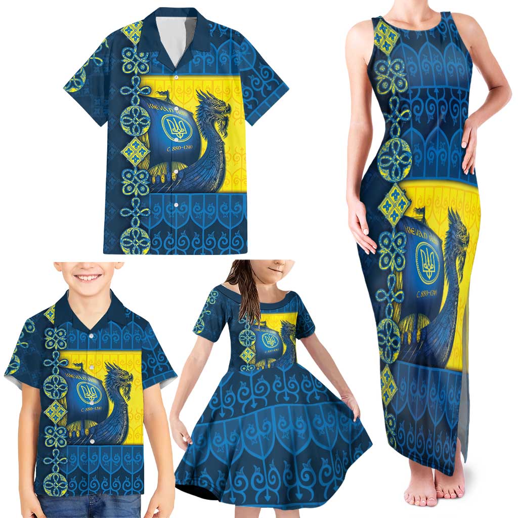 Kievan Rus Family Matching Tank Maxi Dress and Hawaiian Shirt Slavic Dragon Ship - Wonder Print Shop