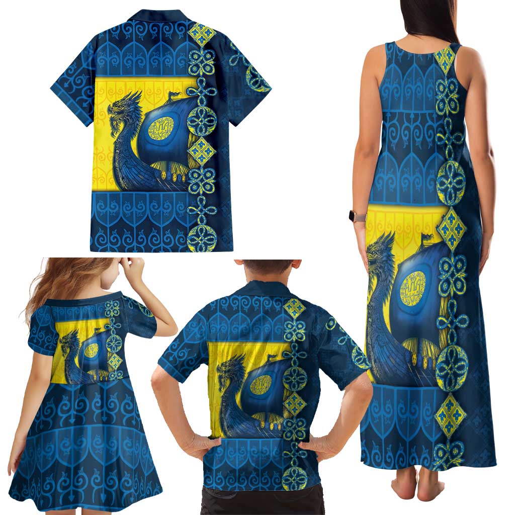 Kievan Rus Family Matching Tank Maxi Dress and Hawaiian Shirt Slavic Dragon Ship - Wonder Print Shop