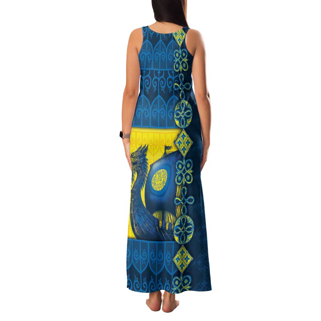 Kievan Rus Family Matching Tank Maxi Dress and Hawaiian Shirt Slavic Dragon Ship - Wonder Print Shop