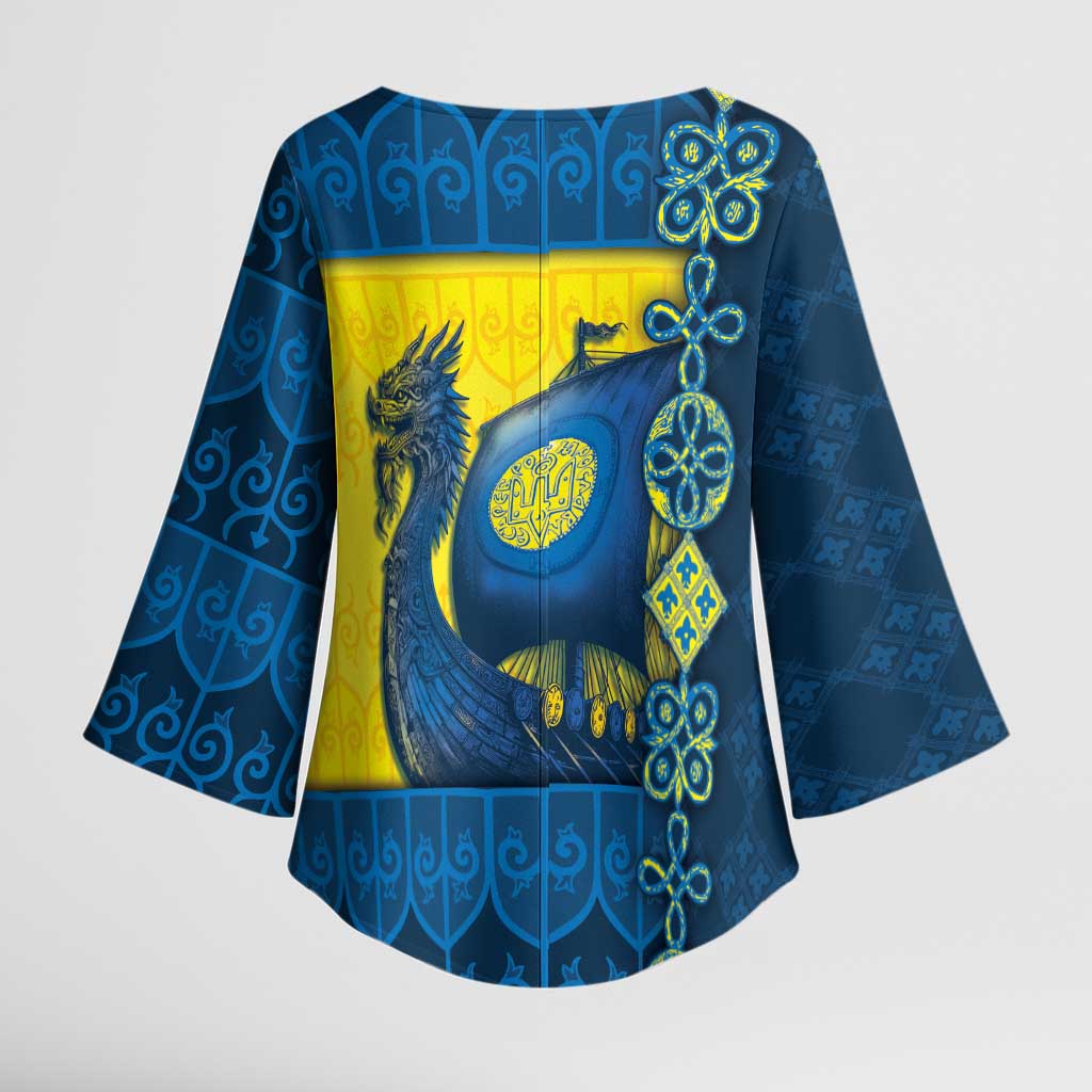 Kievan Rus Kimono Sleeve Blouse Slavic Dragon Ship - Wonder Print Shop