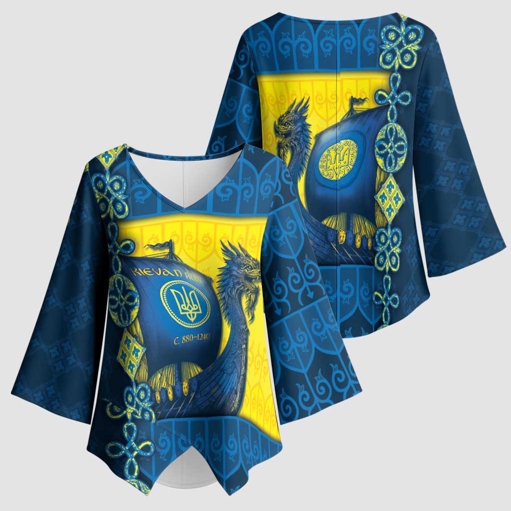 Kievan Rus Kimono Sleeve Blouse Slavic Dragon Ship - Wonder Print Shop