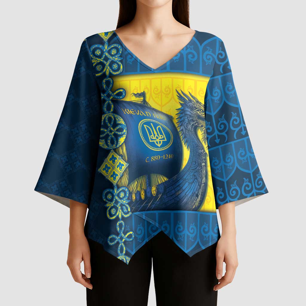 Kievan Rus Kimono Sleeve Blouse Slavic Dragon Ship - Wonder Print Shop