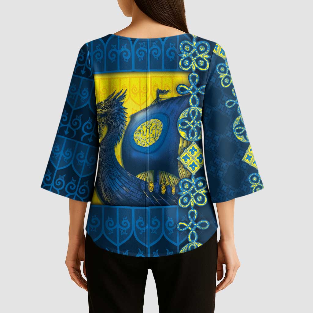 Kievan Rus Kimono Sleeve Blouse Slavic Dragon Ship - Wonder Print Shop