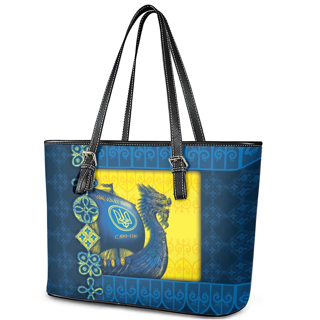 Kievan Rus Leather Tote Bag Slavic Dragon Ship - Wonder Print Shop