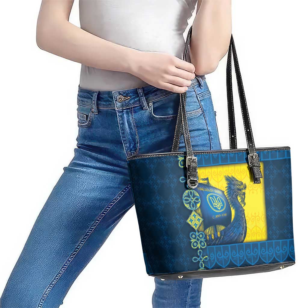 Kievan Rus Leather Tote Bag Slavic Dragon Ship - Wonder Print Shop