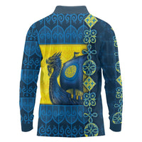 Kievan Rus Long Sleeve Polo Shirt Slavic Dragon Ship - Wonder Print Shop