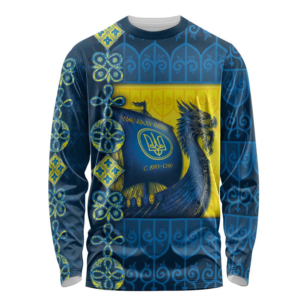 Kievan Rus Long Sleeve Shirt Slavic Dragon Ship - Wonder Print Shop