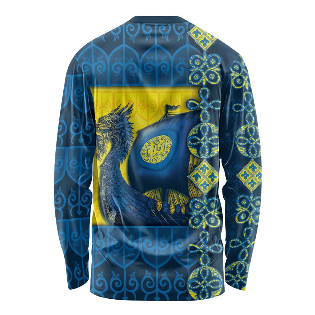 Kievan Rus Long Sleeve Shirt Slavic Dragon Ship - Wonder Print Shop