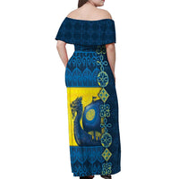 Kievan Rus Off Shoulder Maxi Dress Slavic Dragon Ship - Wonder Print Shop