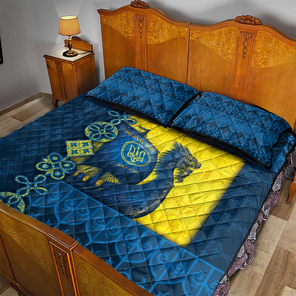 Kievan Rus Quilt Bed Set Slavic Dragon Ship - Wonder Print Shop
