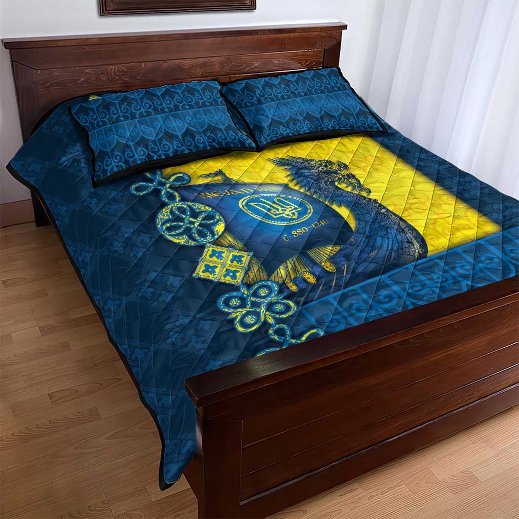 Kievan Rus Quilt Bed Set Slavic Dragon Ship - Wonder Print Shop
