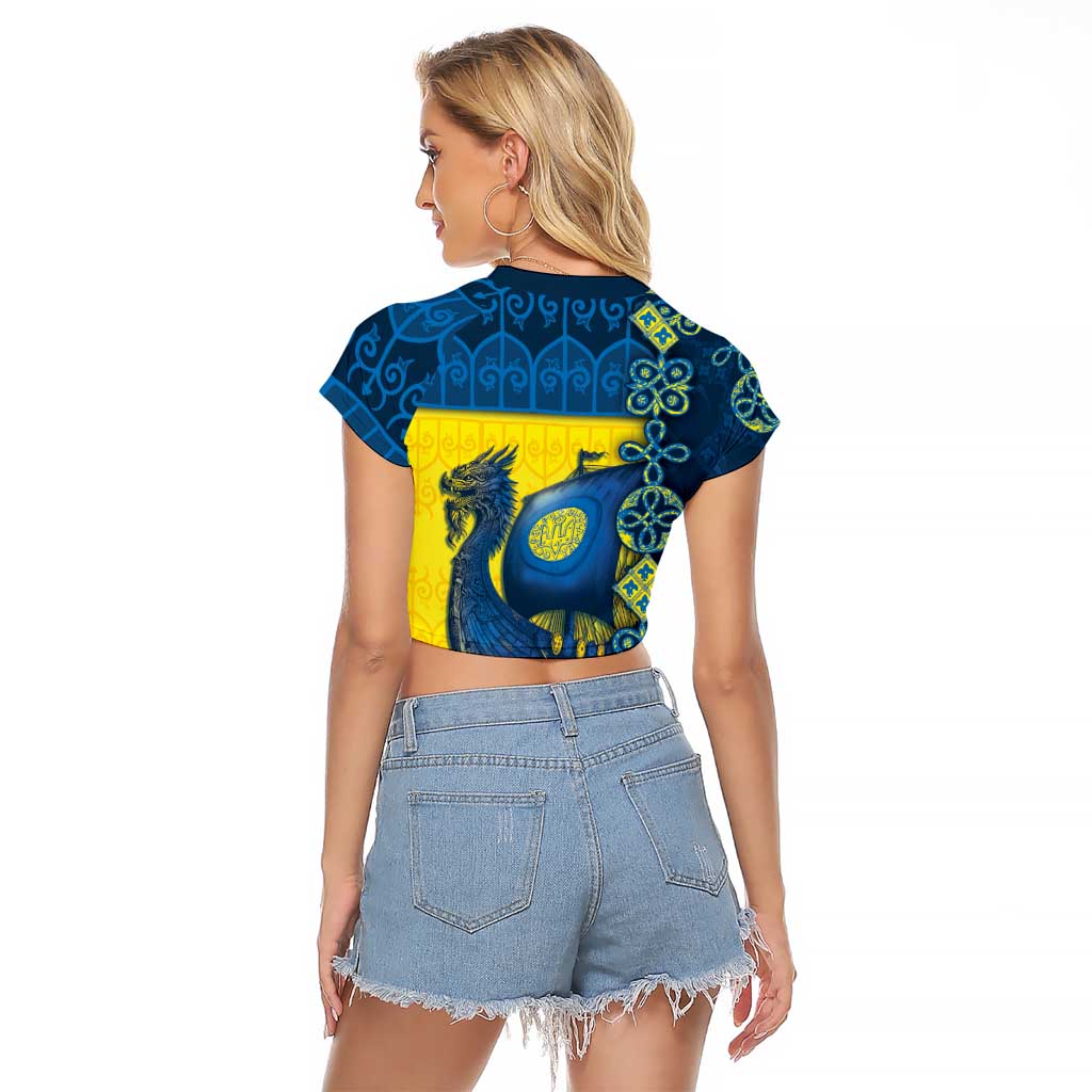 Kievan Rus Raglan Cropped T Shirt Slavic Dragon Ship - Wonder Print Shop
