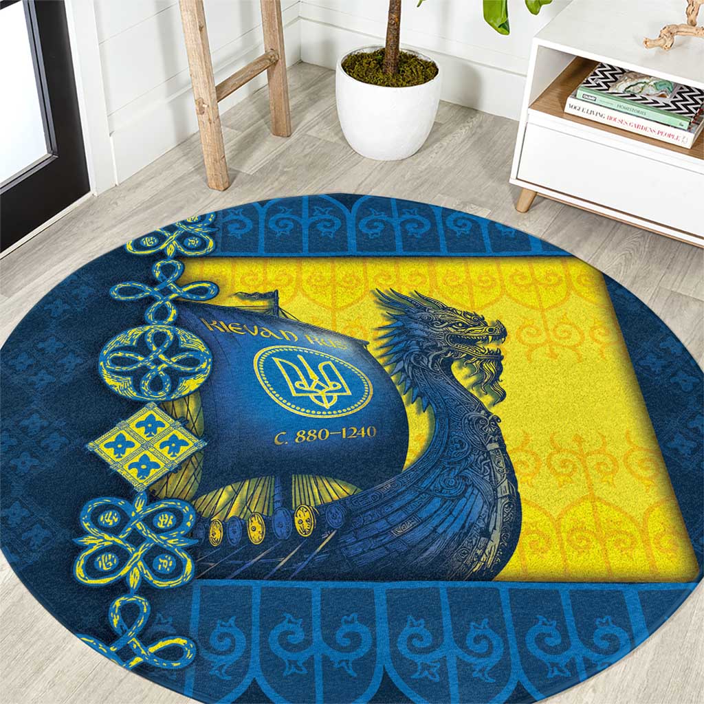 Kievan Rus Round Carpet Slavic Dragon Ship - Wonder Print Shop