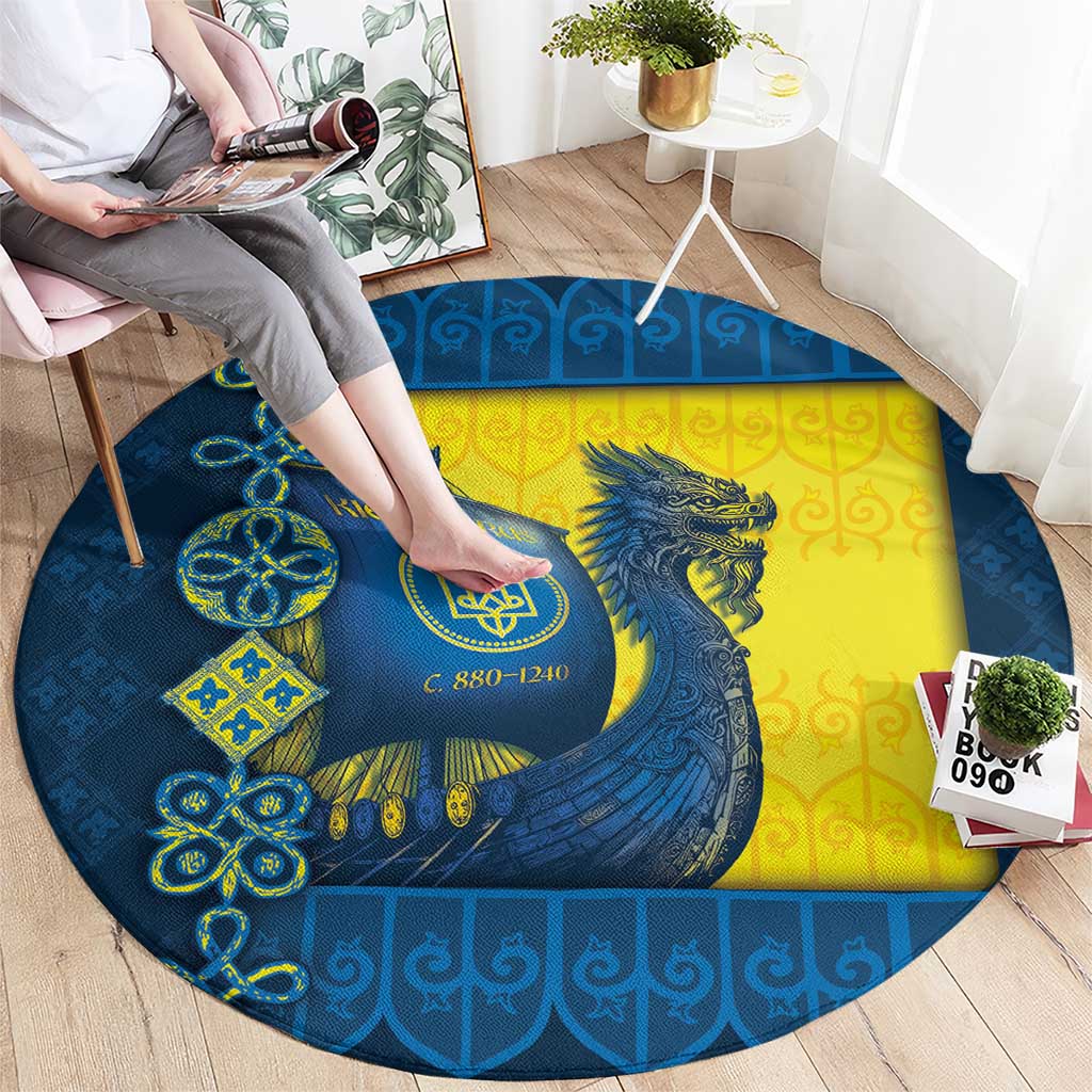 Kievan Rus Round Carpet Slavic Dragon Ship - Wonder Print Shop