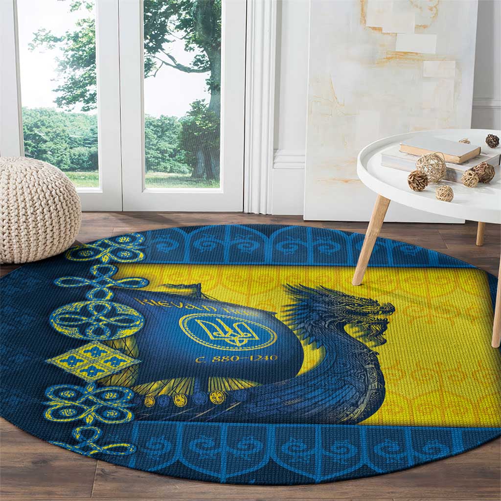 Kievan Rus Round Carpet Slavic Dragon Ship - Wonder Print Shop
