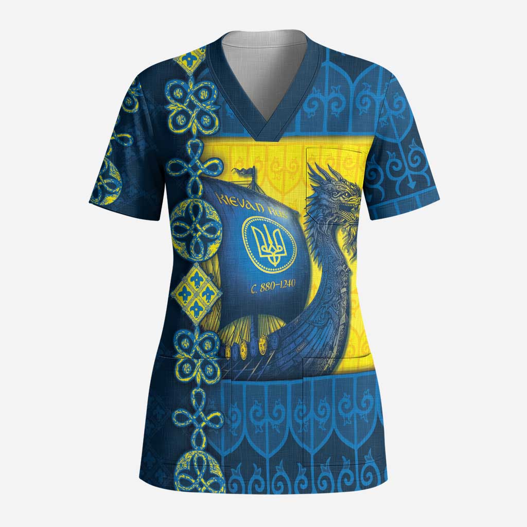 Kievan Rus Scrub Top Slavic Dragon Ship - Wonder Print Shop