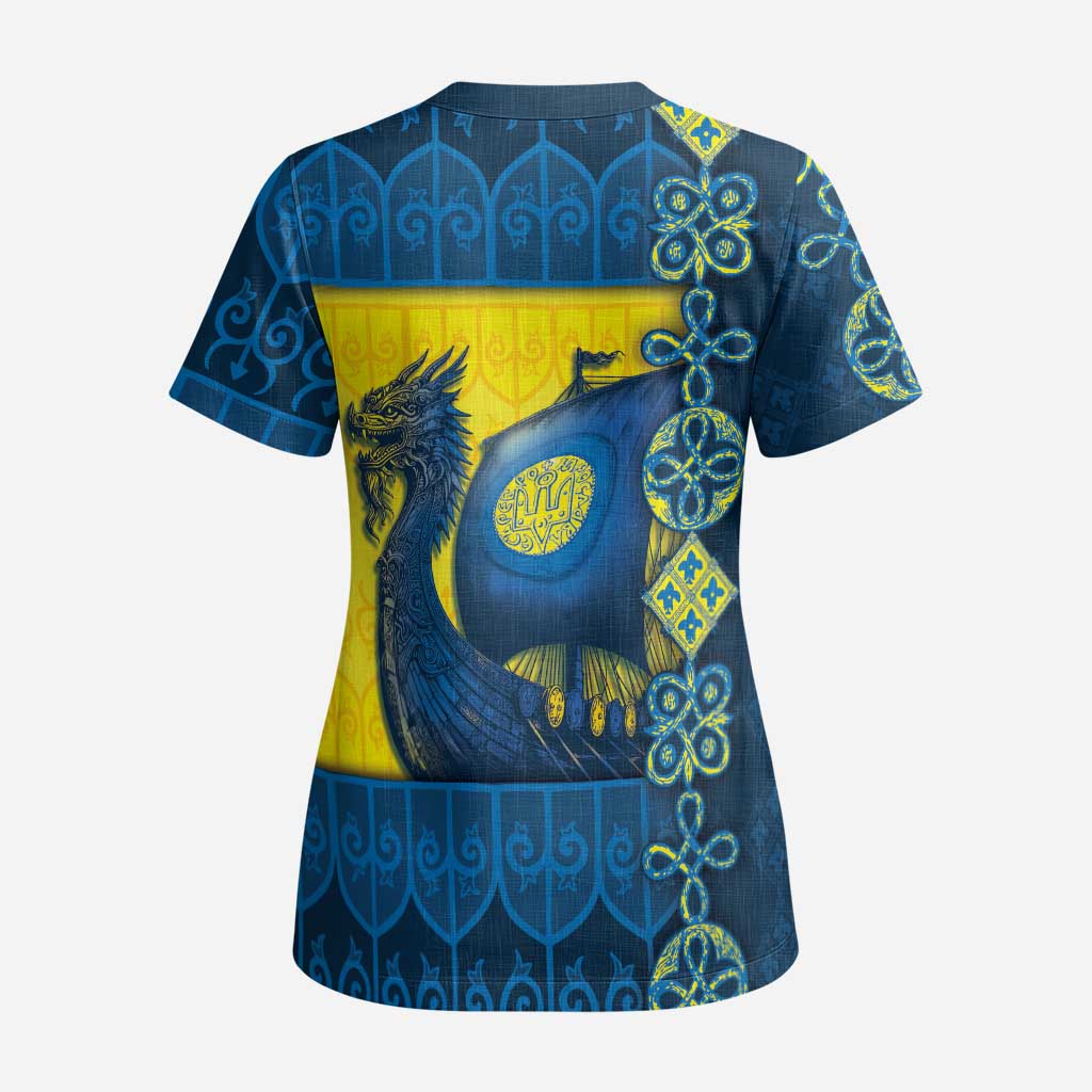 Kievan Rus Scrub Top Slavic Dragon Ship - Wonder Print Shop