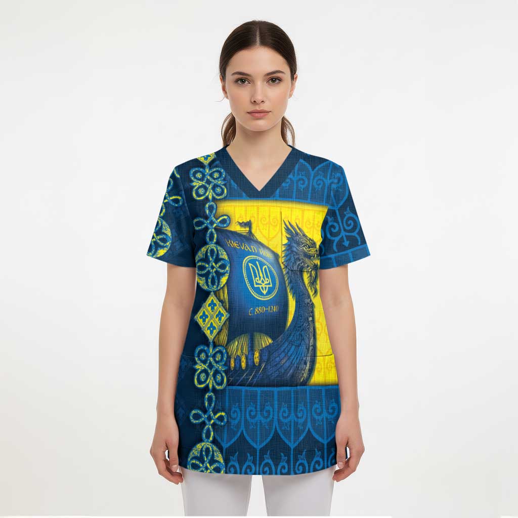 Kievan Rus Scrub Top Slavic Dragon Ship - Wonder Print Shop