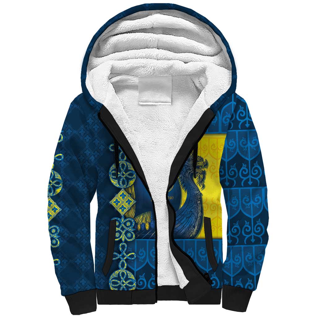 Kievan Rus Sherpa Hoodie Slavic Dragon Ship - Wonder Print Shop