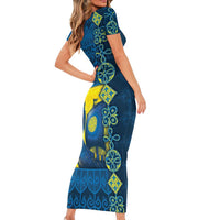 Kievan Rus Short Sleeve Bodycon Dress Slavic Dragon Ship - Wonder Print Shop