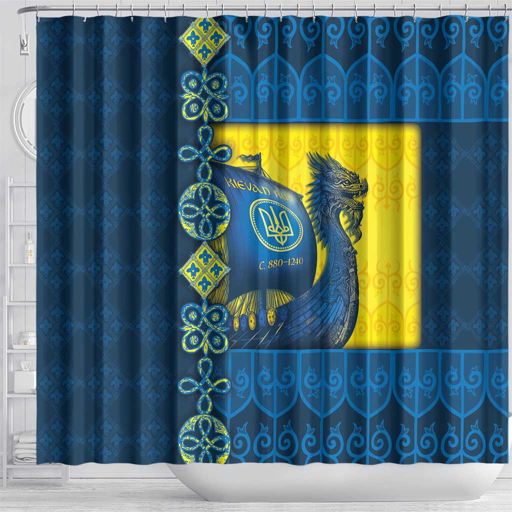 Kievan Rus Shower Curtain Slavic Dragon Ship - Wonder Print Shop