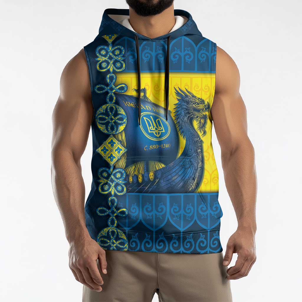 Kievan Rus Sleeveless Hoodie Slavic Dragon Ship - Wonder Print Shop