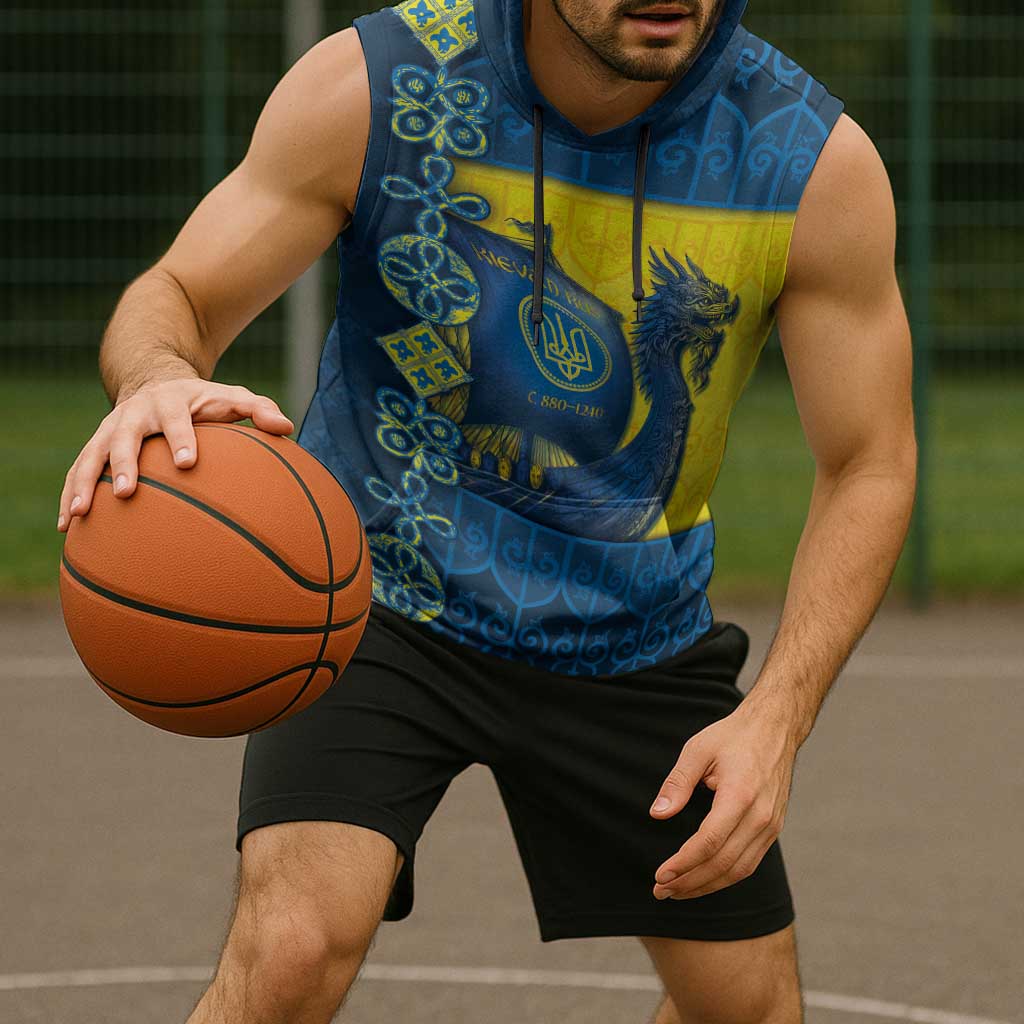 Kievan Rus Sleeveless Hoodie Slavic Dragon Ship - Wonder Print Shop
