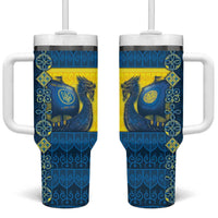 Kievan Rus Tumbler With Handle Slavic Dragon Ship - Wonder Print Shop