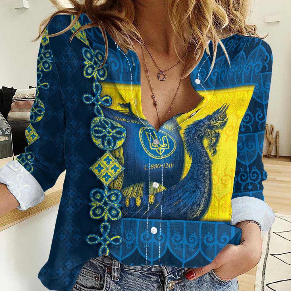 Kievan Rus Women Casual Shirt Slavic Dragon Ship - Wonder Print Shop