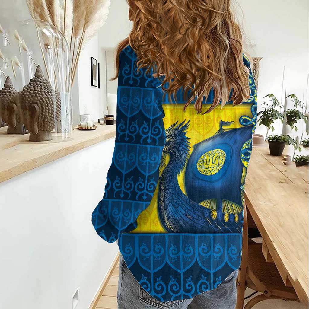 Kievan Rus Women Casual Shirt Slavic Dragon Ship - Wonder Print Shop
