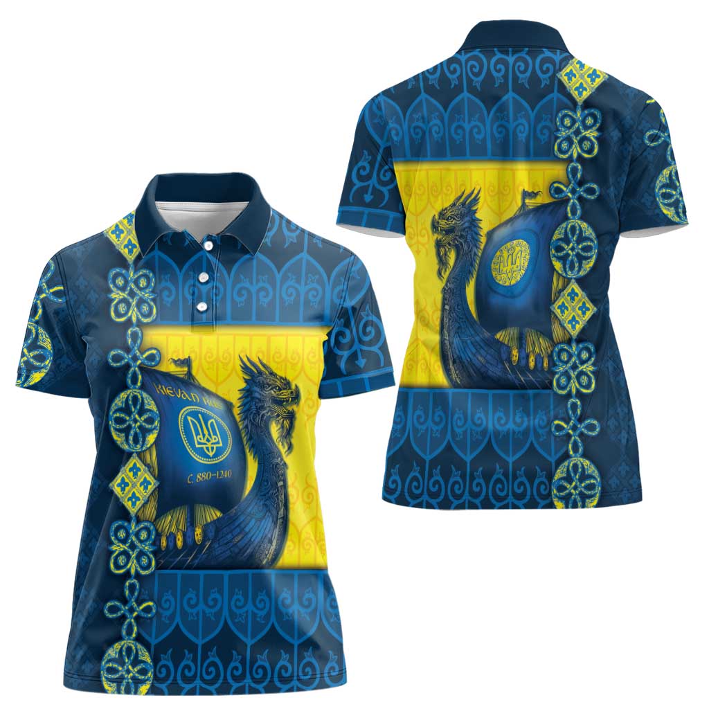 Kievan Rus Women Polo Shirt Slavic Dragon Ship - Wonder Print Shop