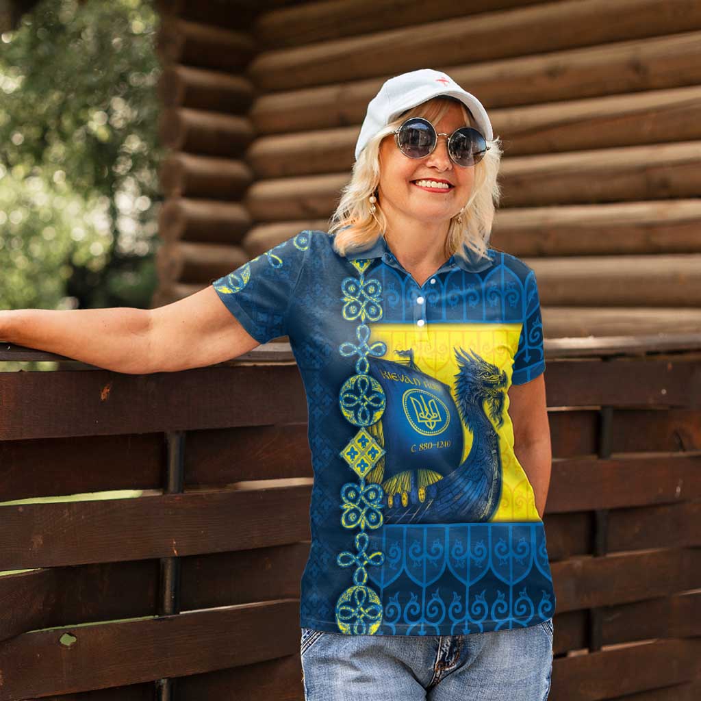 Kievan Rus Women Polo Shirt Slavic Dragon Ship - Wonder Print Shop
