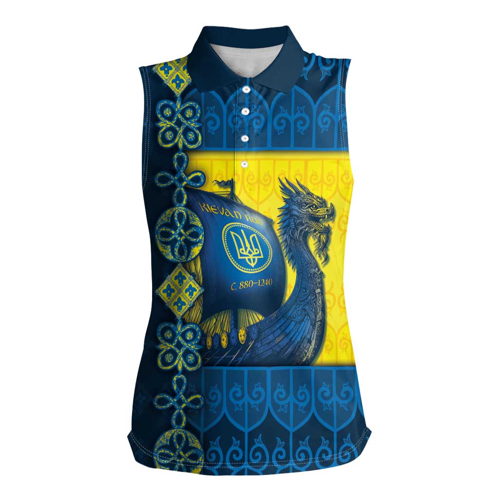 Kievan Rus Women Sleeveless Polo Shirt Slavic Dragon Ship - Wonder Print Shop