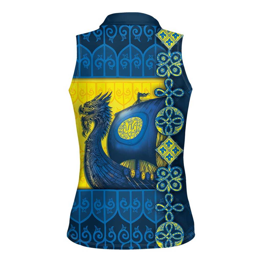 Kievan Rus Women Sleeveless Polo Shirt Slavic Dragon Ship - Wonder Print Shop