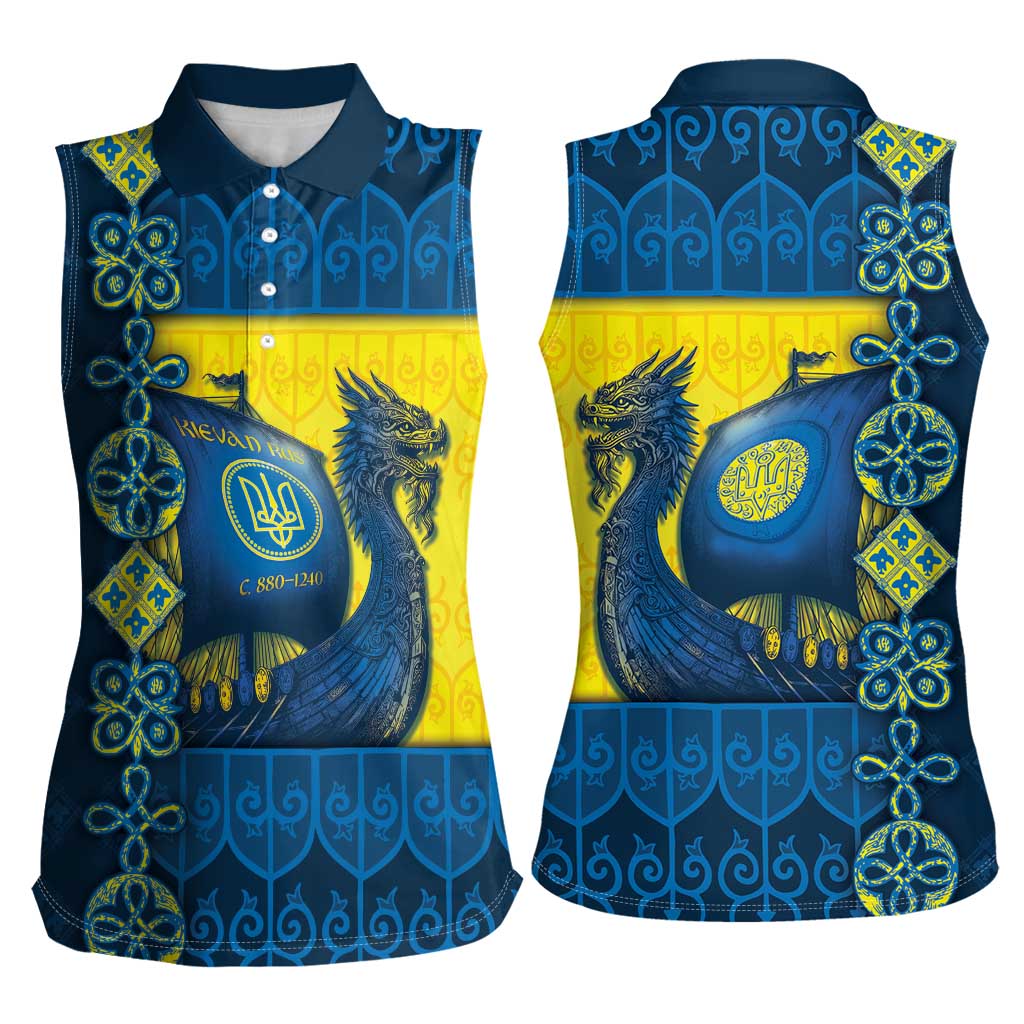 Kievan Rus Women Sleeveless Polo Shirt Slavic Dragon Ship - Wonder Print Shop