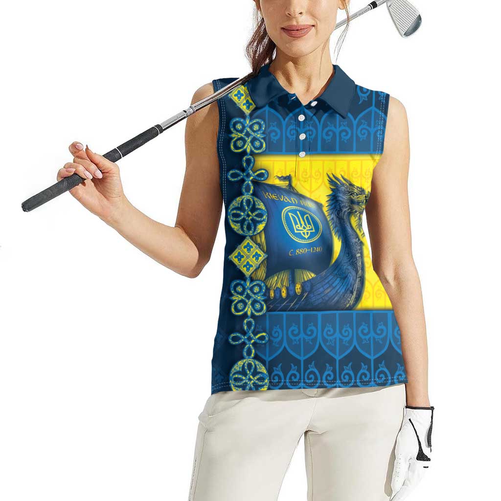 Kievan Rus Women Sleeveless Polo Shirt Slavic Dragon Ship - Wonder Print Shop