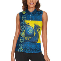 Kievan Rus Women Sleeveless Polo Shirt Slavic Dragon Ship - Wonder Print Shop