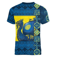 Kievan Rus Women V-Neck T-Shirt Slavic Dragon Ship - Wonder Print Shop