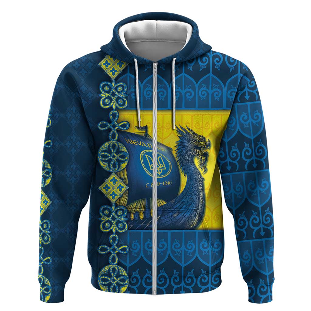 Kievan Rus Zip Hoodie Slavic Dragon Ship - Wonder Print Shop