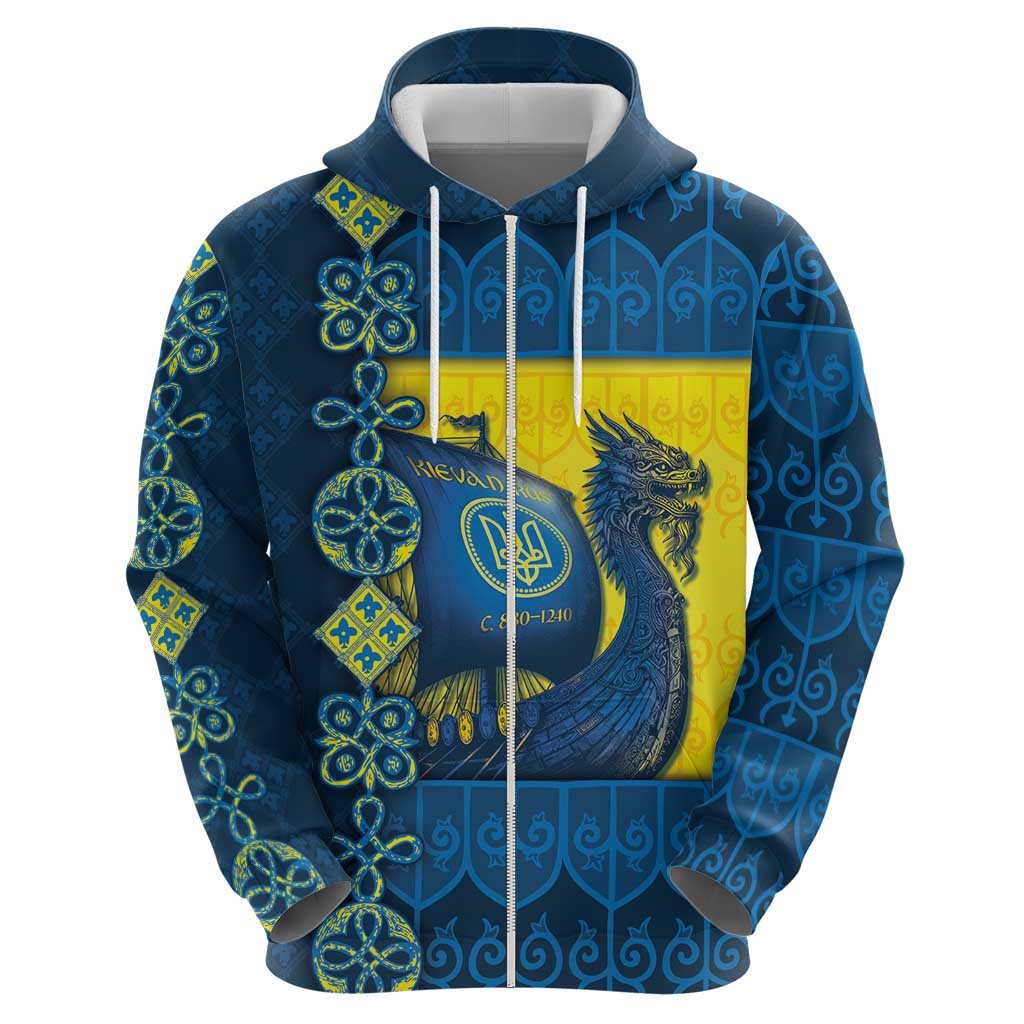 Kievan Rus Zip Hoodie Slavic Dragon Ship - Wonder Print Shop