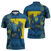 Kievan Rus Zipper Polo Shirt Slavic Dragon Ship - Wonder Print Shop