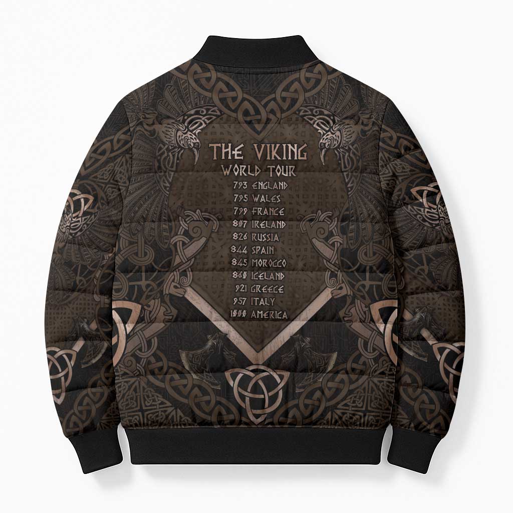 The Viking World Tour Bomber Puffer Jacket Ancient Celtic Knot Patterns - Wonder Print Shop