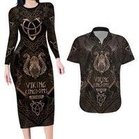 The Viking World Tour Couples Matching Long Sleeve Bodycon Dress and Hawaiian Shirt Ancient Celtic Knot Patterns - Wonder Print Shop