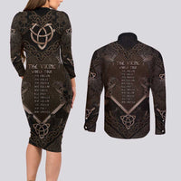 The Viking World Tour Couples Matching Long Sleeve Bodycon Dress and Long Sleeve Button Shirt Ancient Celtic Knot Patterns - Wonder Print Shop