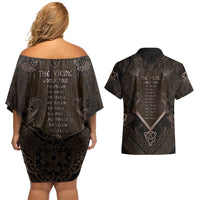 The Viking World Tour Couples Matching Off Shoulder Short Dress and Hawaiian Shirt Ancient Celtic Knot Patterns - Wonder Print Shop