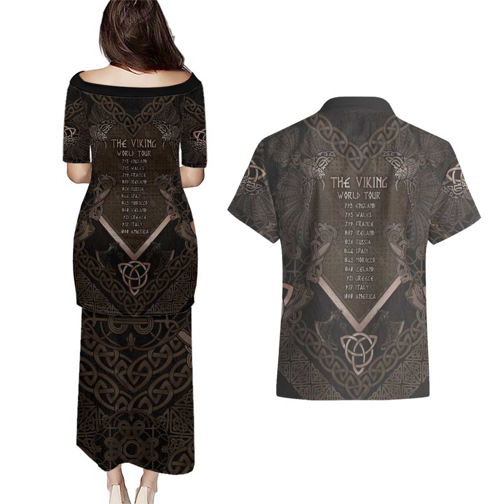 The Viking World Tour Couples Matching Puletasi and Hawaiian Shirt Ancient Celtic Knot Patterns - Wonder Print Shop