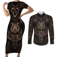 The Viking World Tour Couples Matching Short Sleeve Bodycon Dress and Long Sleeve Button Shirt Ancient Celtic Knot Patterns - Wonder Print Shop